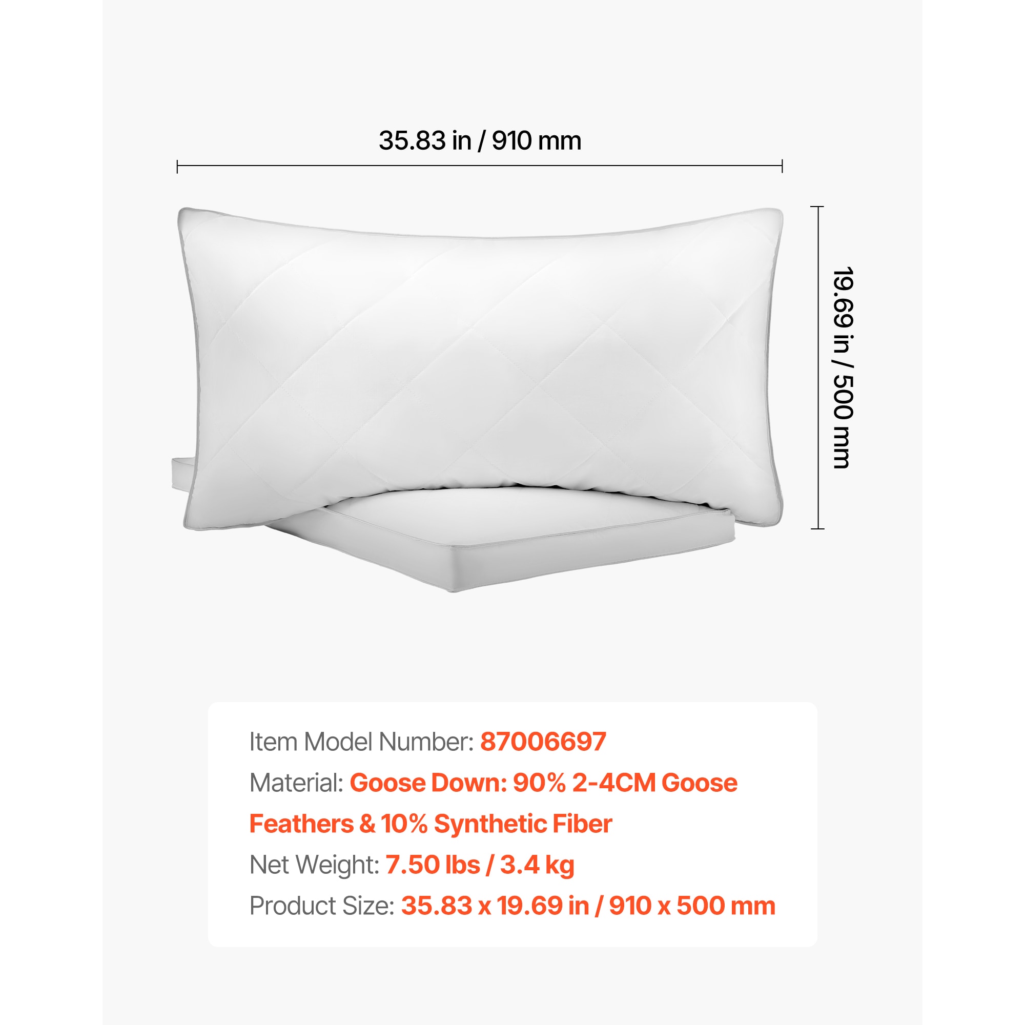 Luxury Hotel Bed Pillows Set Of 2 Supportive Down Alternative White_voghion.com